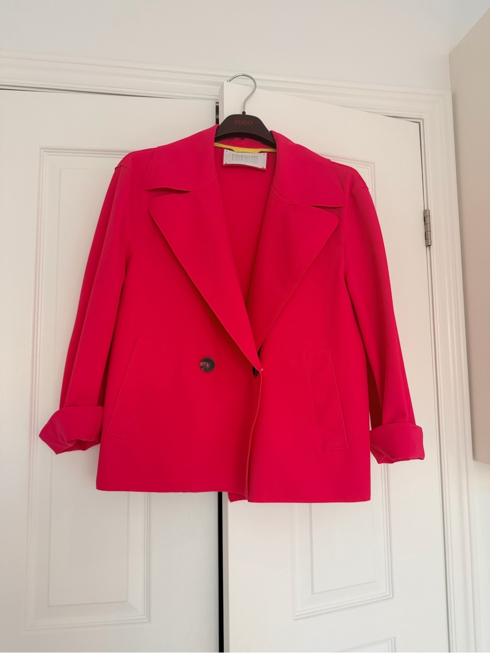 Harris Wharf Cropped Hot Pink Peacoat Scuba